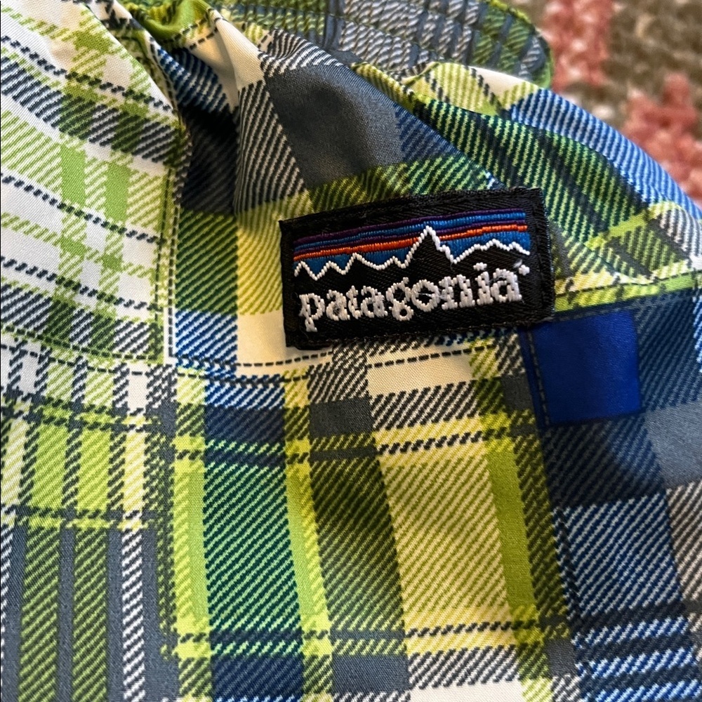 Patagonia Blue Plaid Reversible Nano Puff Snow Pants Size 6 month - Picture 3 of 8